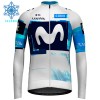 Wielershirt 2025 Movistar Team Lange Mouw Winter Thermal Fleece Blauw